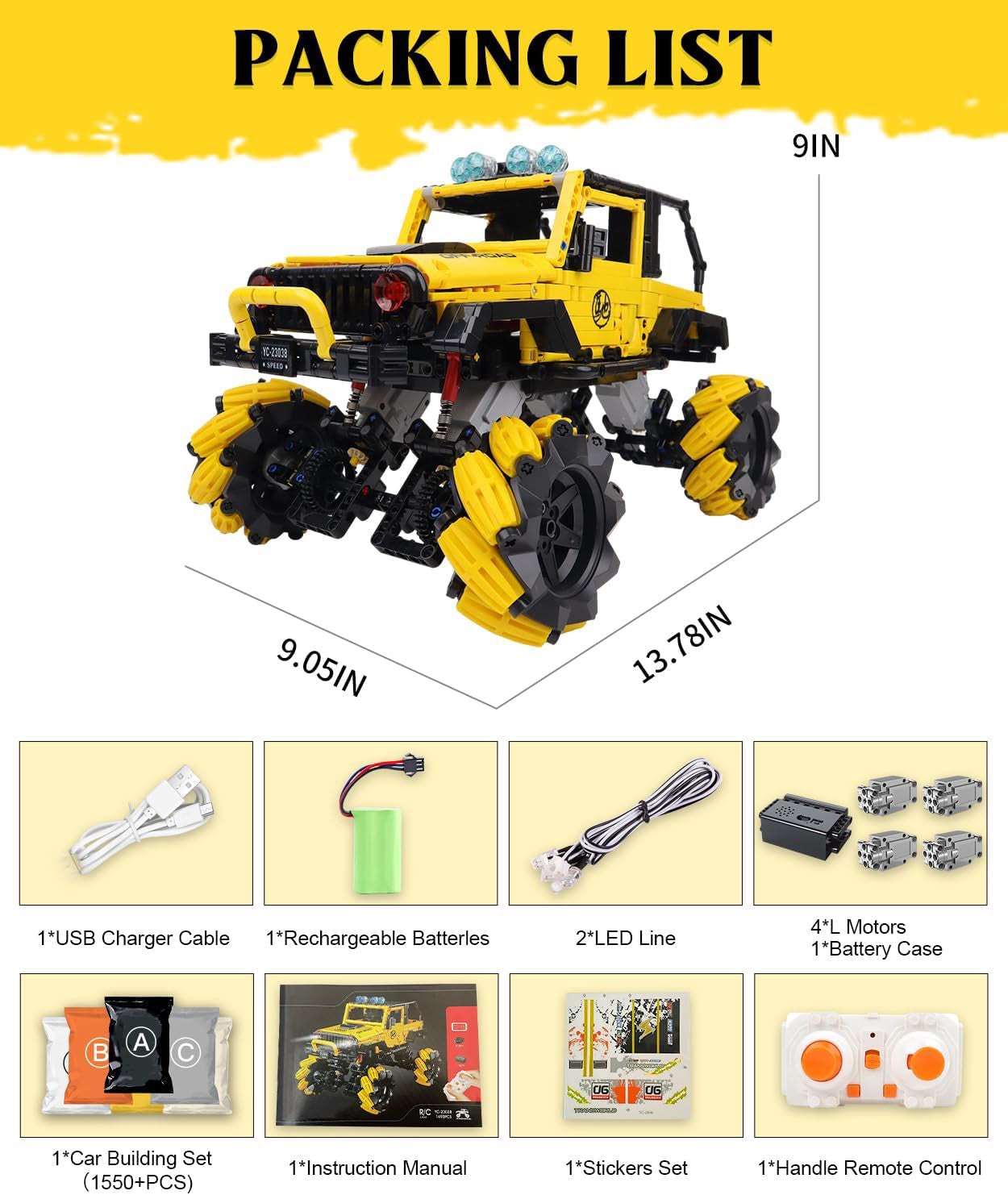 Remote control off-road climbing car yellow